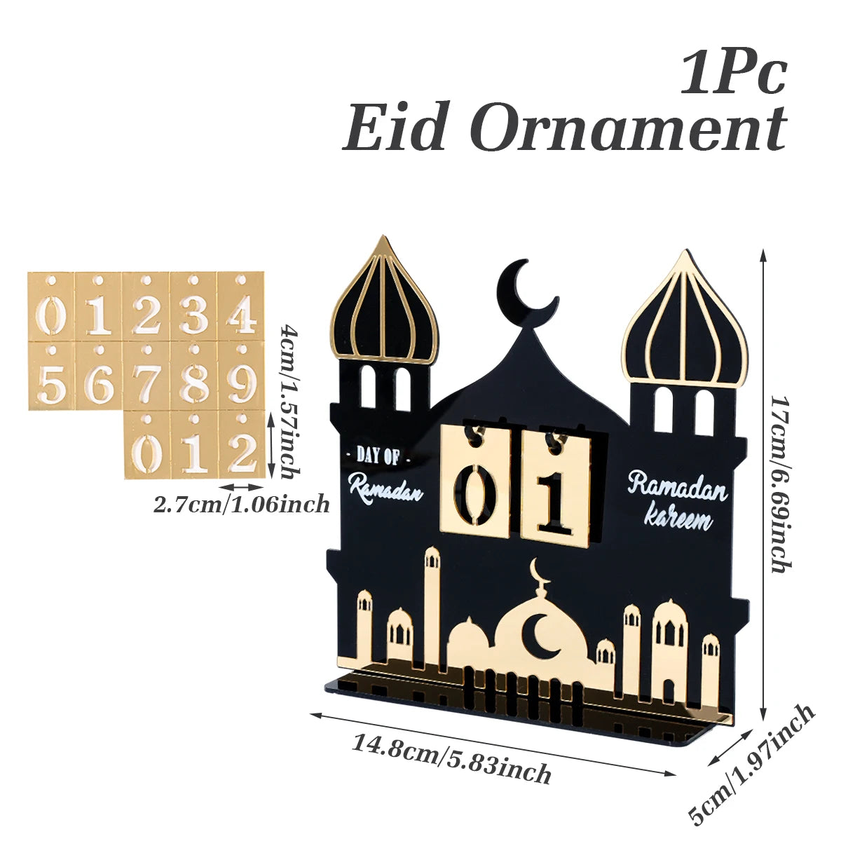 Acrylic Ramadan Countdown Calendar Ornaments Gifts Eid Mubarak Ramadan Decor for Home 2025 Kareem Islam Muslim Party Supplies