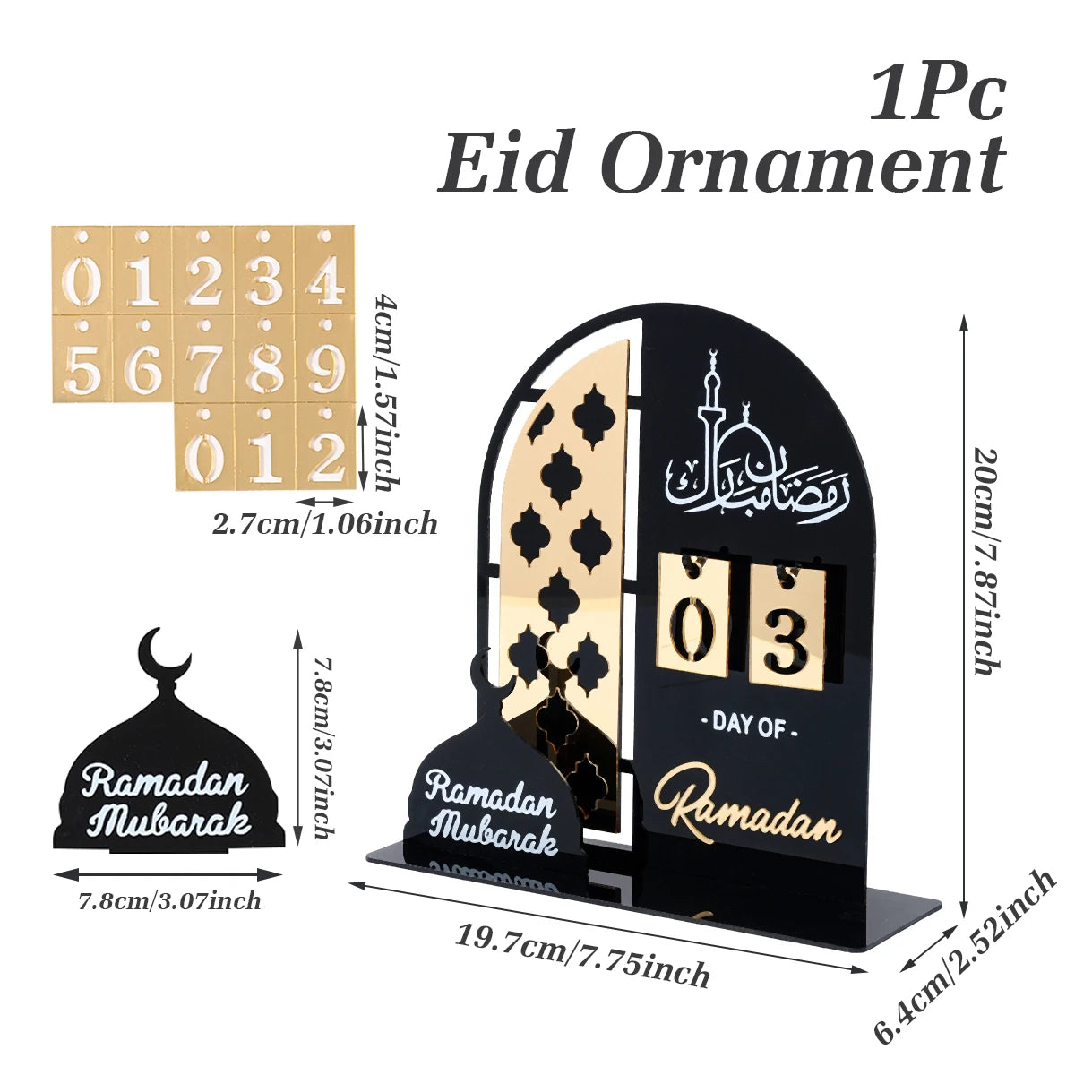 Acrylic Ramadan Countdown Calendar Ornaments Gifts Eid Mubarak Ramadan Decor for Home 2025 Kareem Islam Muslim Party Supplies