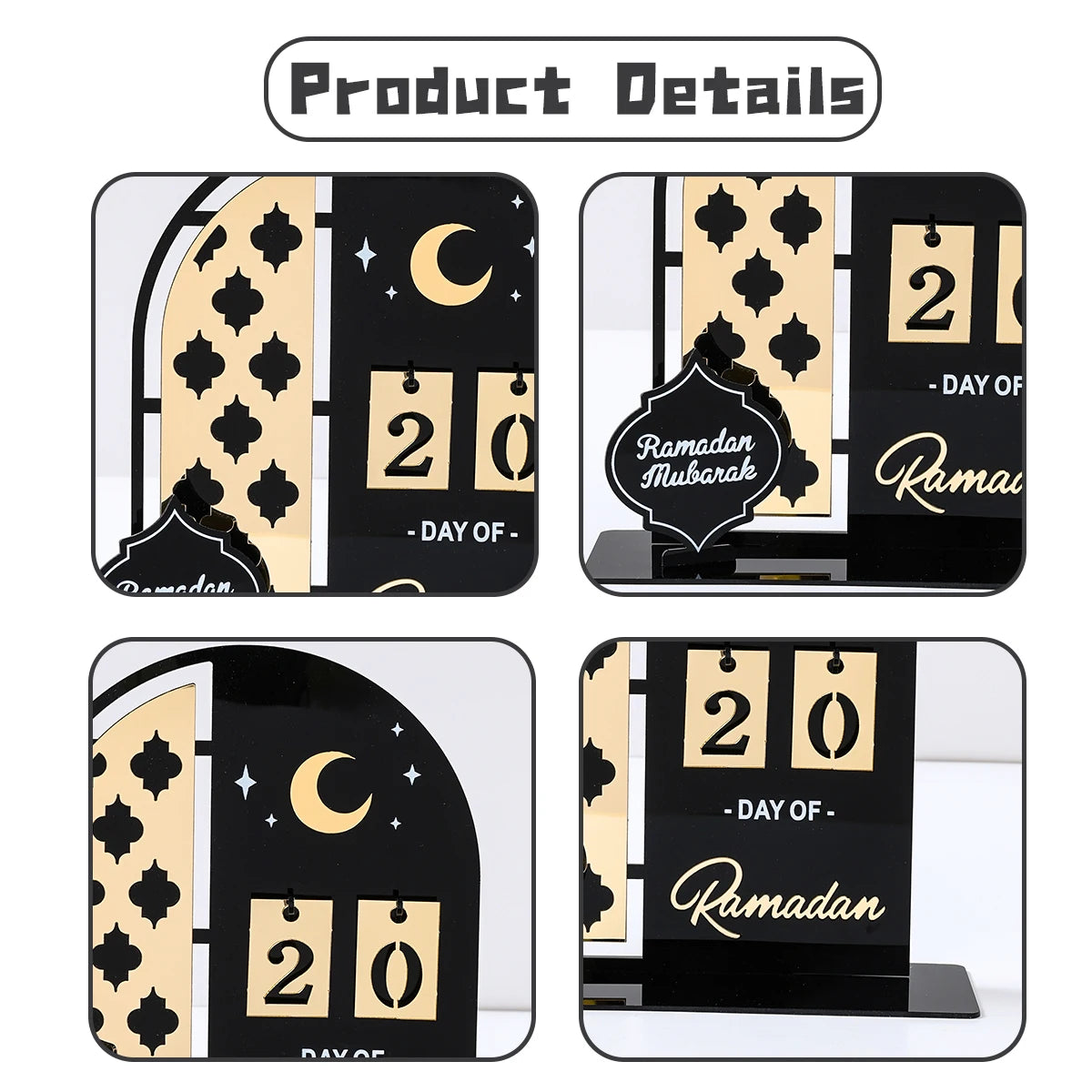 Acrylic Ramadan Countdown Calendar Ornaments Gifts Eid Mubarak Ramadan Decor for Home 2025 Kareem Islam Muslim Party Supplies