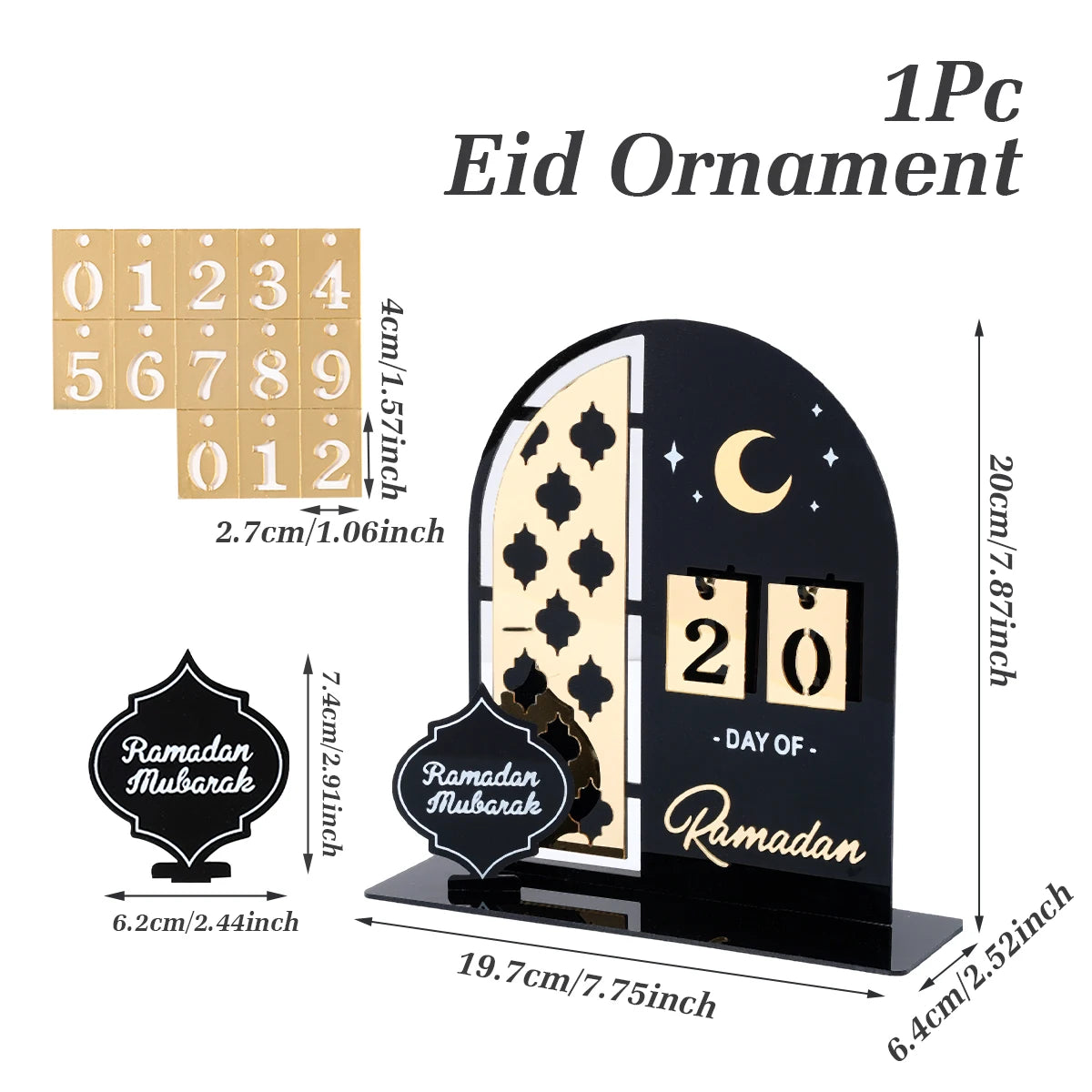 Acrylic Ramadan Countdown Calendar Ornaments Gifts Eid Mubarak Ramadan Decor for Home 2025 Kareem Islam Muslim Party Supplies